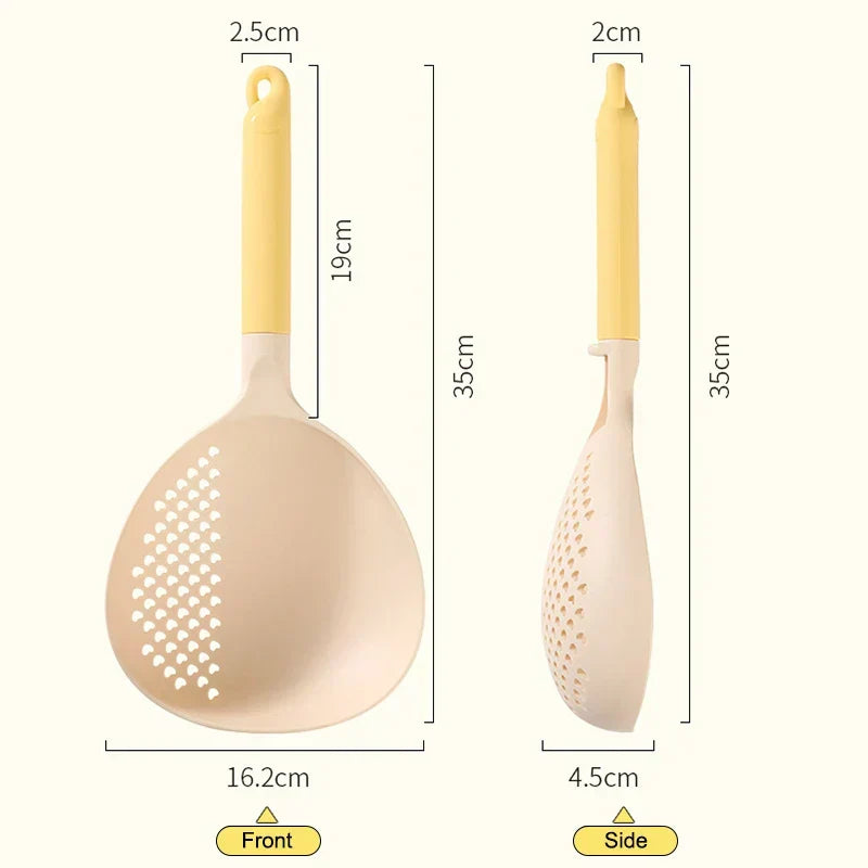 Sieb-Kochlöffel aus Nylon und Silikon | Schöpfen und Abseihen in einem Schritt | Hitzebeständig und leicht zu reinigen 6
