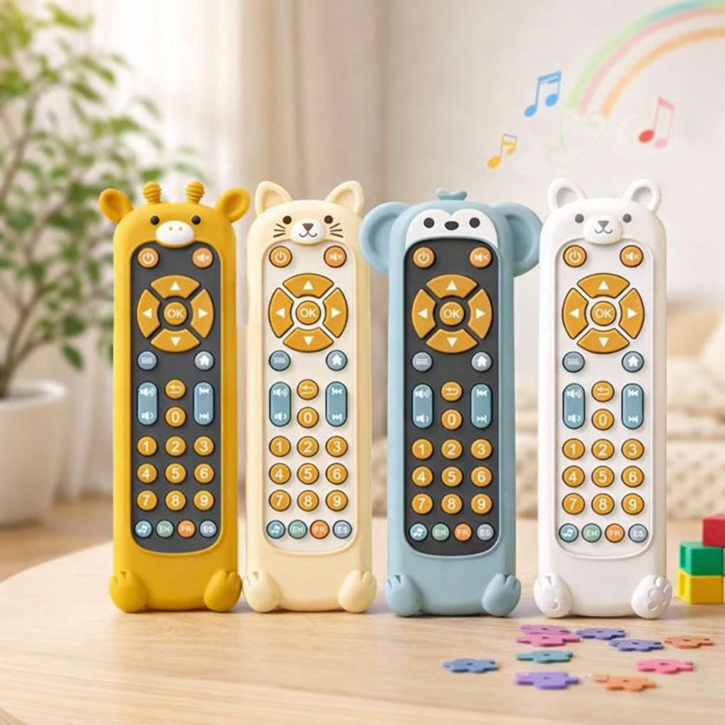 Baby Fernbedienung Spielzeug mit Licht & Musik | Tier-Design, ergonomisch | Schützt echte Fernbedienung & Smartphone 1