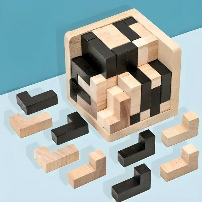 3D Holz-Geduldsspiel aus robustem Holz | Fördert Konzentration und räumliches Denken | Für drinnen und draußen geeignet 1