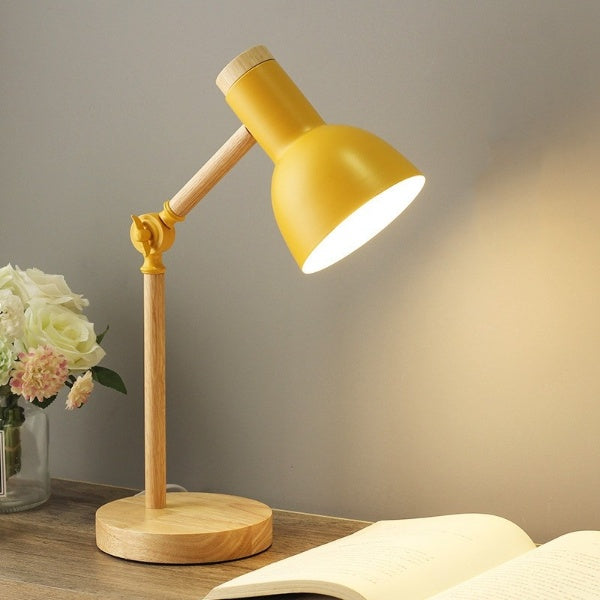 LED-Schreibtischlampe Holz | Verstellbarer Arm, drehbarer Lampenkopf | Touch-Dimmer, 5 W LED für flexible Beleuchtung 2