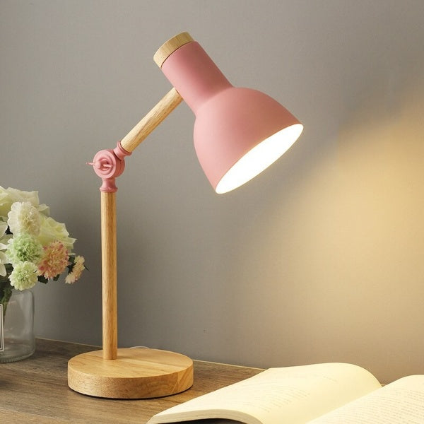 LED-Schreibtischlampe Holz | Verstellbarer Arm, drehbarer Lampenkopf | Touch-Dimmer, 5 W LED für flexible Beleuchtung 5