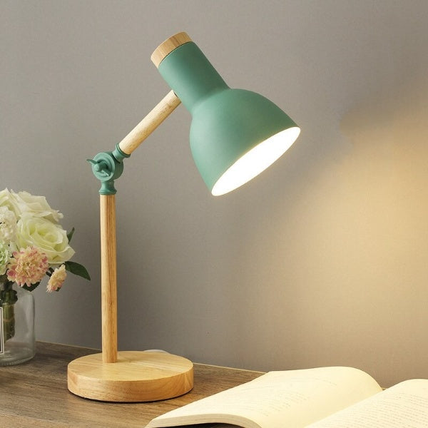 LED-Schreibtischlampe Holz | Verstellbarer Arm, drehbarer Lampenkopf | Touch-Dimmer, 5 W LED für flexible Beleuchtung 4