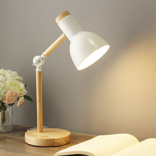 LED-Schreibtischlampe Holz | Verstellbarer Arm, drehbarer Lampenkopf | Touch-Dimmer, 5 W LED für flexible Beleuchtung 3