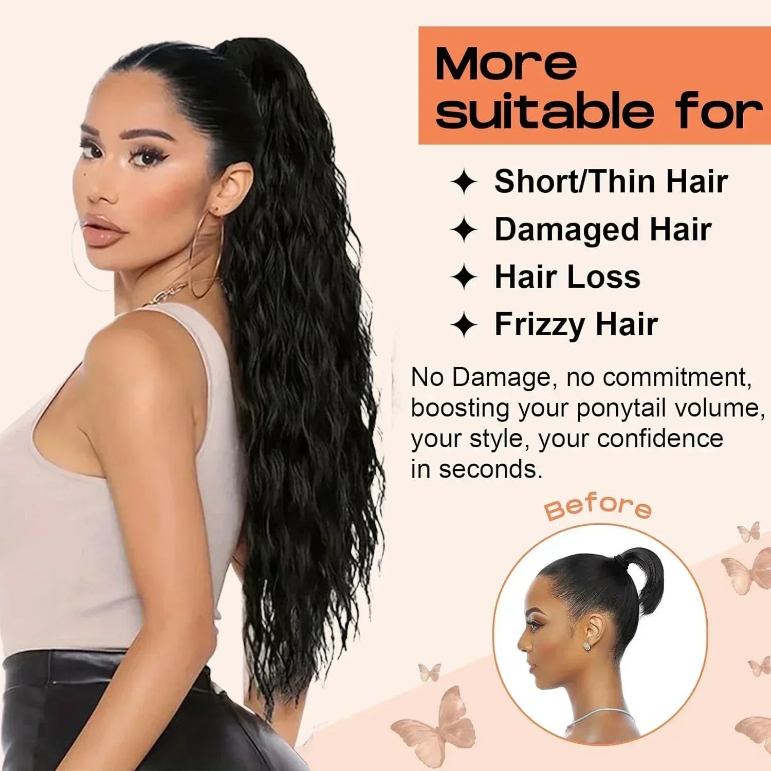 VolureStyle™ – Natürlich aussehender Clip-in-Pferdeschwanz für sofortiges Volumen