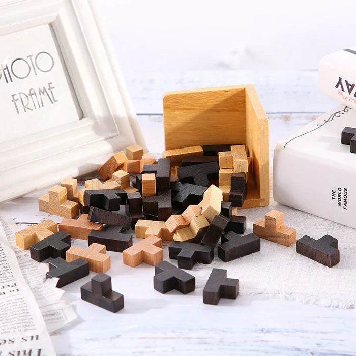 3D Holz-Geduldsspiel aus robustem Holz | Fördert Konzentration und räumliches Denken | Für drinnen und draußen geeignet 3