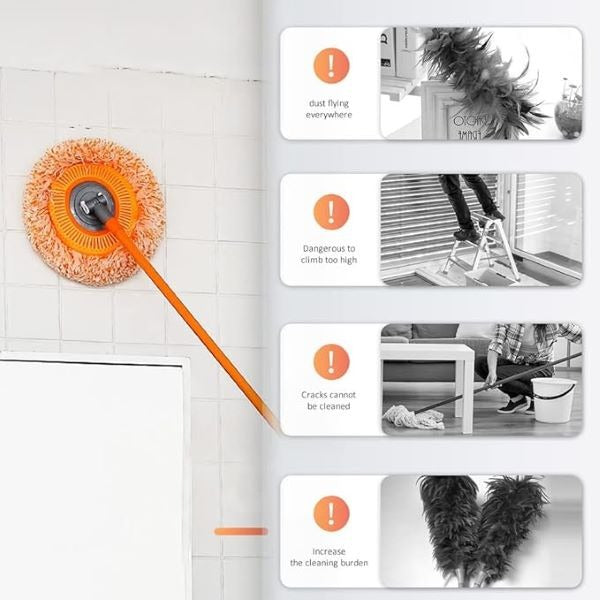 360-Grad-Mop Mikrofaser 73-115 cm | Ausziehbar, Flexibel & Drehbar | Für Fenster, Böden, Decken, Autos & Fliesen 8