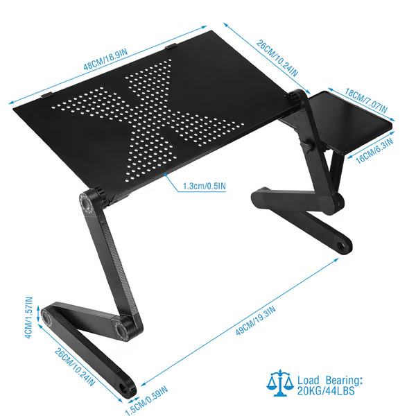 Ergonomischer Laptopständer Aluminium | 360° drehbar, höhenverstellbar 4-49 cm, klappbar | Fördert gesunde Sitzhaltung 7