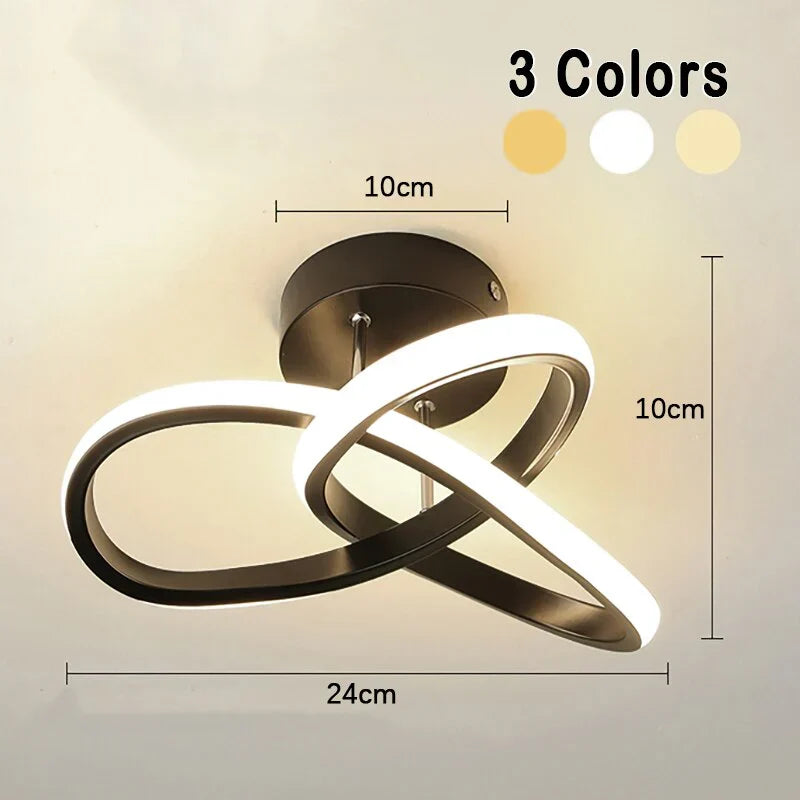 LED-Deckenleuchte Aluminium, geometrisches Ring-Design | Schwarz oder Weiss, dimmbar | 3 Lichtfarben, 20 W, flache Bauweise 9