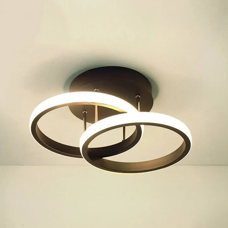 LED-Deckenleuchte Aluminium, geometrisches Ring-Design | Schwarz oder Weiss, dimmbar | 3 Lichtfarben, 20 W, flache Bauweise 15