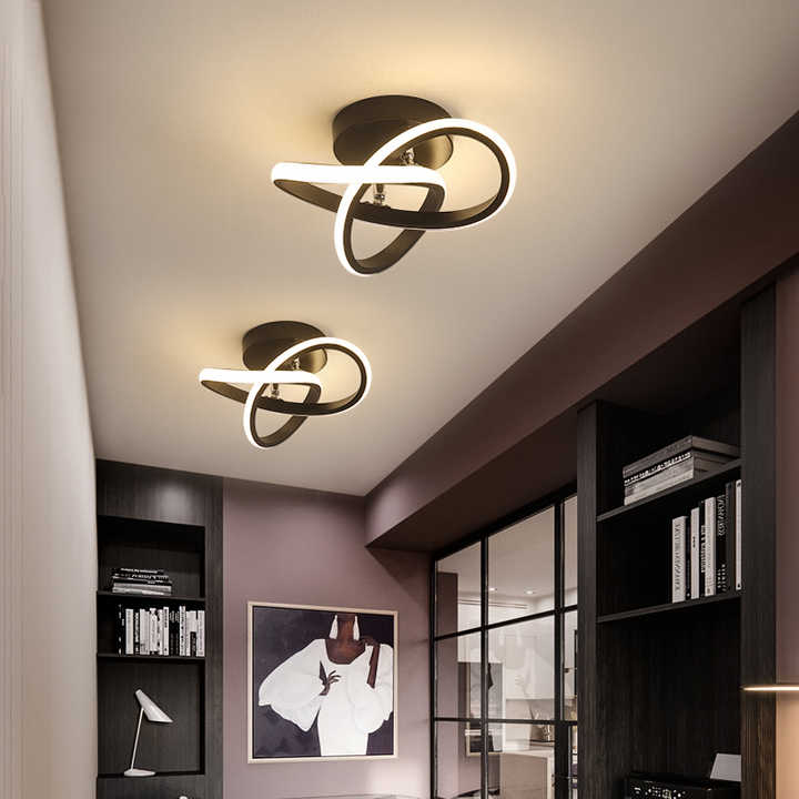 LED-Deckenleuchte Aluminium, geometrisches Ring-Design | Schwarz oder Weiss, dimmbar | 3 Lichtfarben, 20 W, flache Bauweise 3