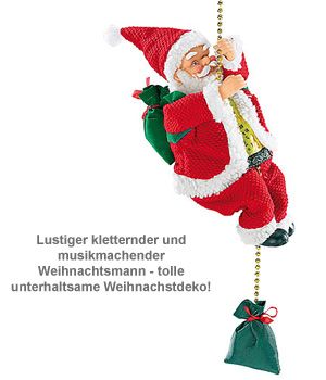 Weihnachtsdeko Weihnachtsmann kletternd mit Jingle-Bells-Melodie