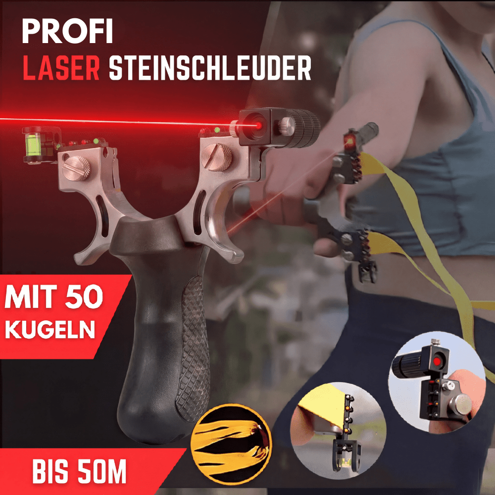 KOBRA KAY - Profi Laservisier Jagdschleuder Steinschleuder mit 50 Tonkugeln - Waagemann