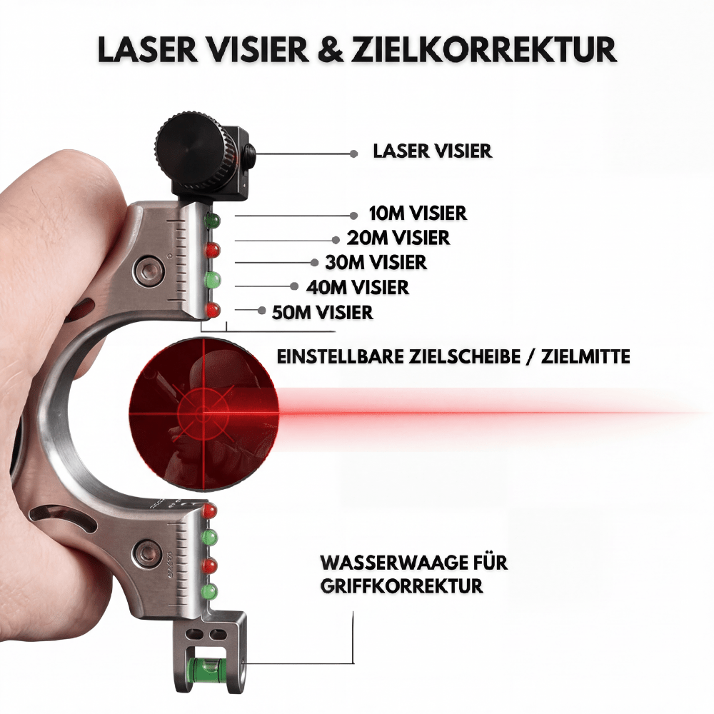 KOBRA KAY - Profi Laservisier Jagdschleuder Steinschleuder mit 50 Tonkugeln - Waagemann