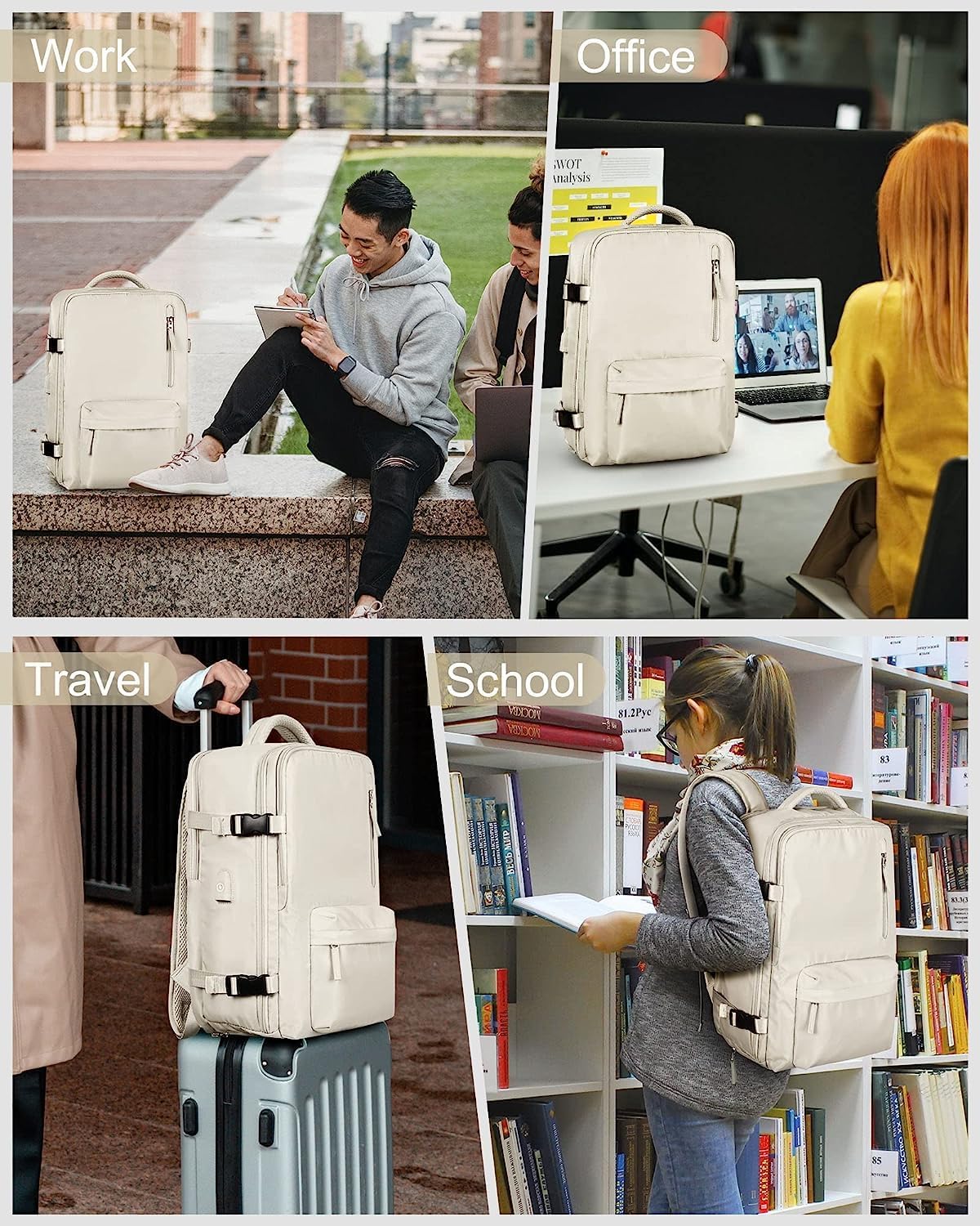 Reiserucksack 40L Wasserabweisend | Schuhfach, USB-Ladeanschluss, Laptopfach bis 14 Zoll | Organisierter Stauraum für Reisen 4