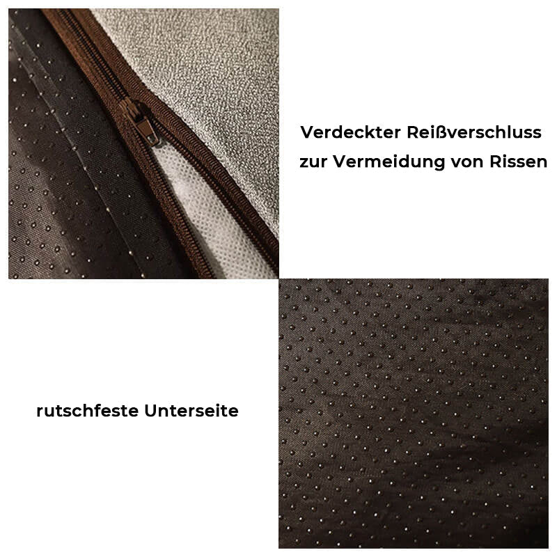 Luksuriøs, ridsefast hundeseng med ortopædisk hovedstøtte. Stor, behagelig pude for optimal hundekomfort.