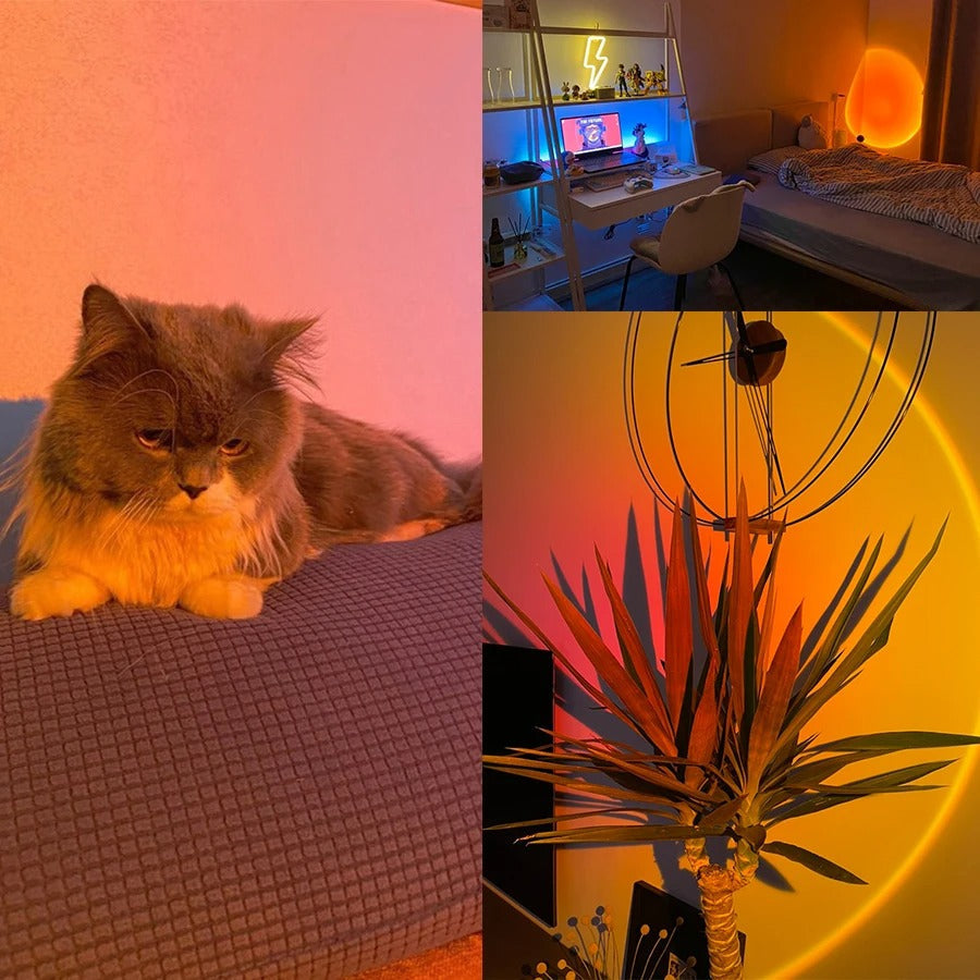 Sonnenuntergangs-Projektorlampe LED, USB-Anschluss | 16 Farben + Fernbedienung | Stimmungslicht für Wand, Zimmer & Fotos 5