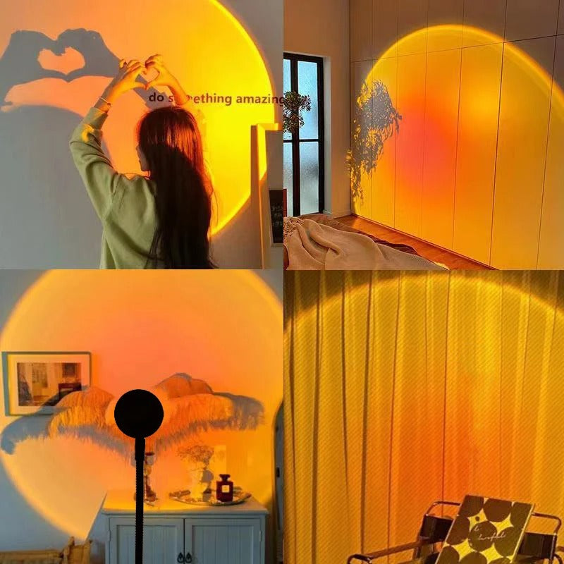 Sonnenuntergangs-Projektorlampe LED, USB-Anschluss | 16 Farben + Fernbedienung | Stimmungslicht für Wand, Zimmer & Fotos 2
