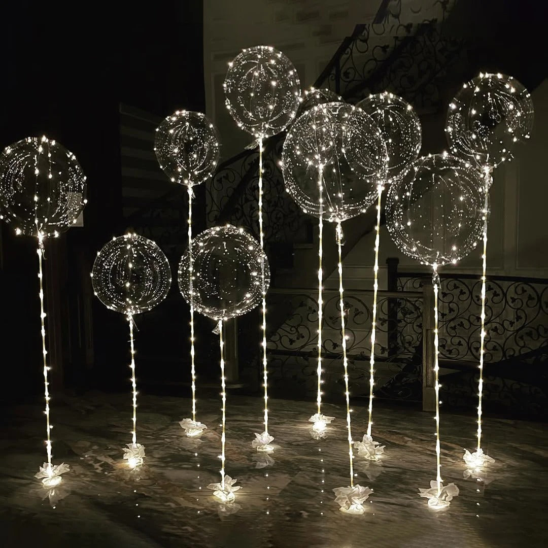 LED Luftballons für Partys | 10er Set mit 3m LED-Lichterkette | Wiederverwendbar aus Naturlatex, batteriebetrieben 1