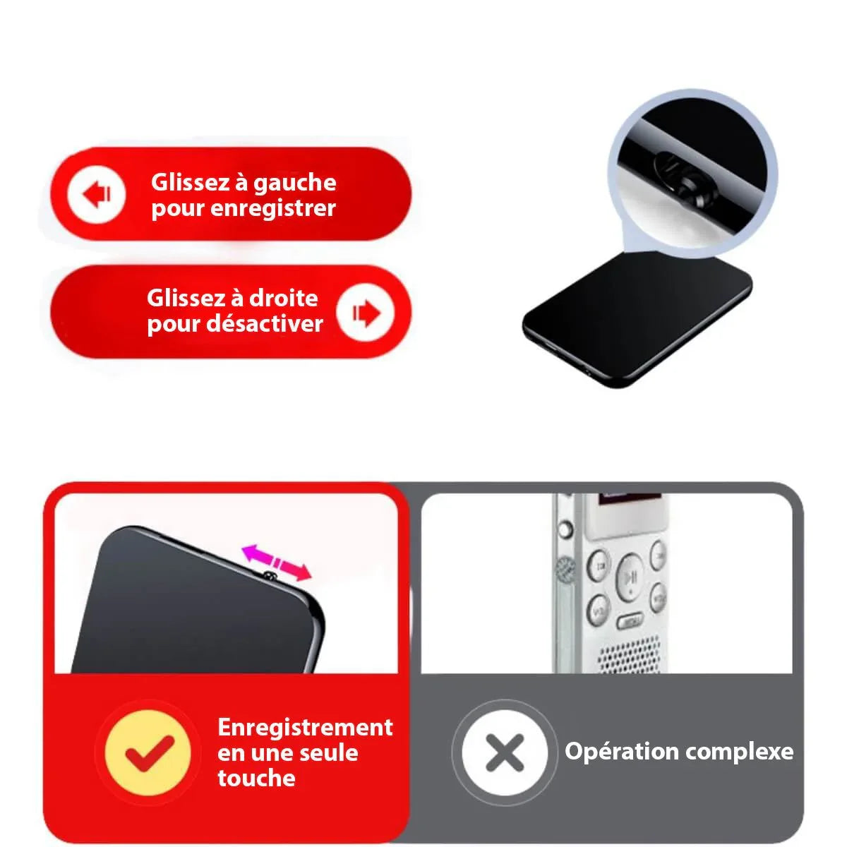 Mini Micro Espion Pro – L’Enregistreur de Poche Ultra - Discret - Rondor
