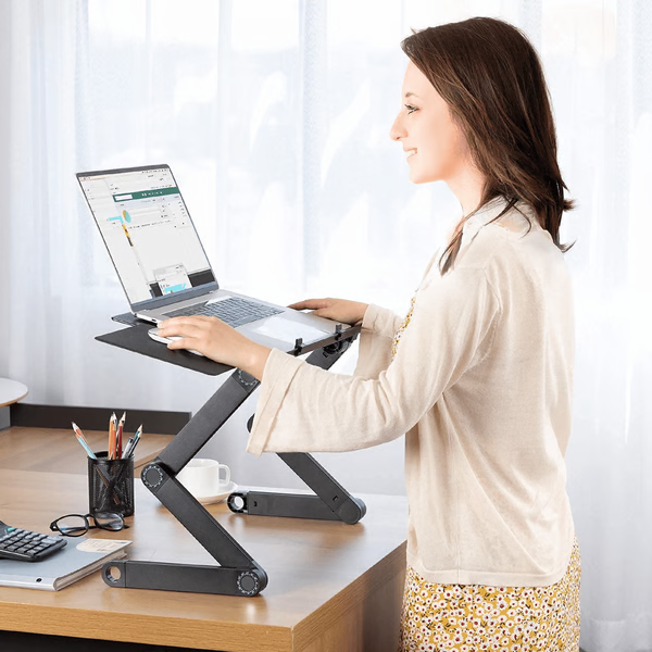 Ergonomischer Laptopständer Aluminium | 360° drehbar, höhenverstellbar 4-49 cm, klappbar | Fördert gesunde Sitzhaltung 1