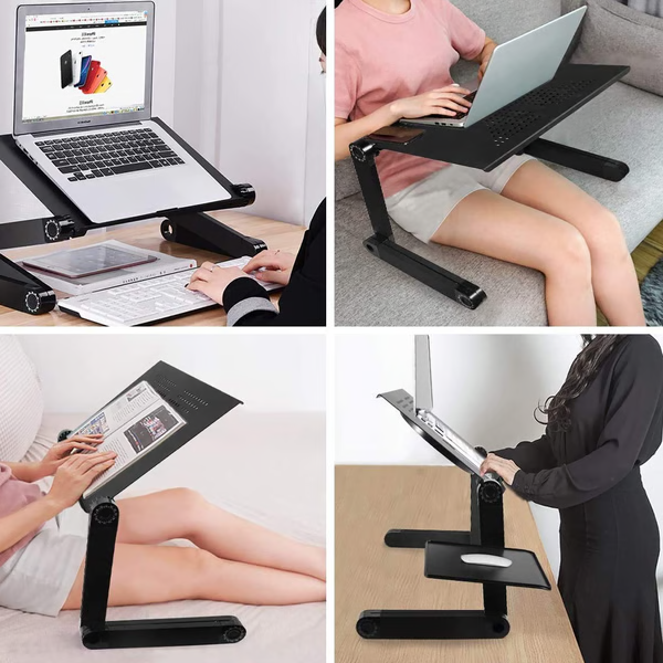 Ergonomischer Laptopständer Aluminium | 360° drehbar, höhenverstellbar 4-49 cm, klappbar | Fördert gesunde Sitzhaltung 2