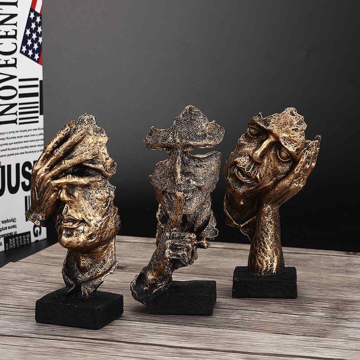 Abstrakte Skulptur Gold aus Resin | Skandinavisches Design, mattes oder glänzendes Finish | Blickfang für Regal und Schreibtisch 1