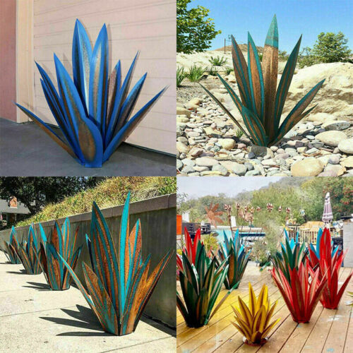Agave Skulptur aus Metall | 27, 35 oder 55 cm, handbemalt | Rostfrei und wetterfest für Garten, Terrasse und Wohnraum 2