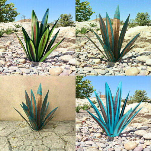 Agave Skulptur aus Metall | 27, 35 oder 55 cm, handbemalt | Rostfrei und wetterfest für Garten, Terrasse und Wohnraum 3