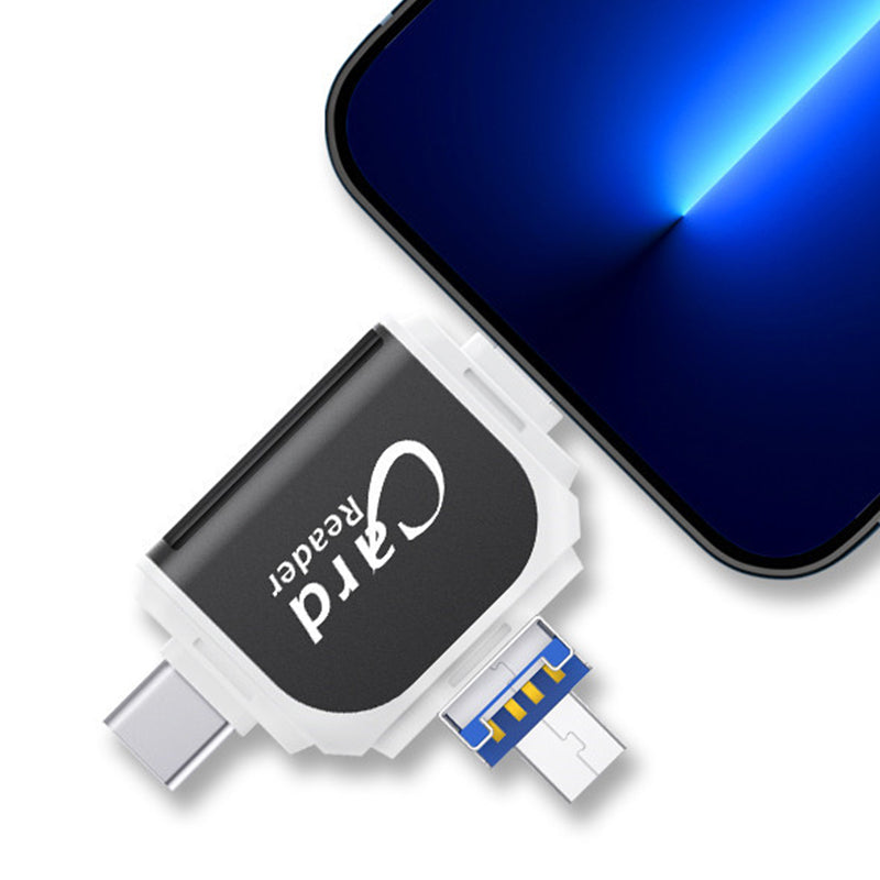 SD Kartenleser 4-in-1 | USB C, Lightning, Micro USB, USB A | Bis zu 400 GB, 500 Mbps, Plug and Play mit Schlüsselring 10