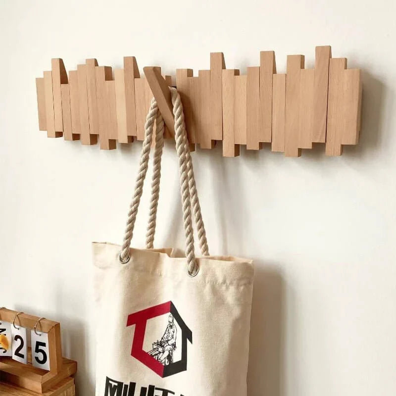 Garderobenleiste aus Walnuss- oder Buchenholz | 3, 4, 6 oder 8 Haken | Massivholz, belastbar bis 5 kg pro Haken 6