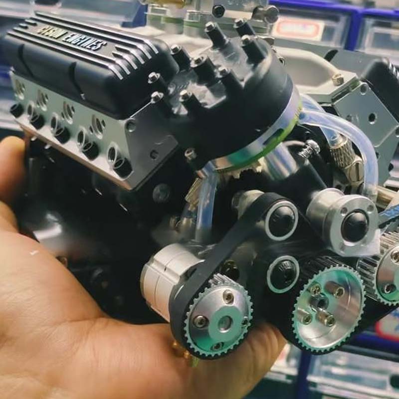 Mehrzylinder-Verbrennungsmotor Modellbausatz | Benzin & CDI-Zündung, startfähig | CNC-Metallteile, RC-kompatibel 8