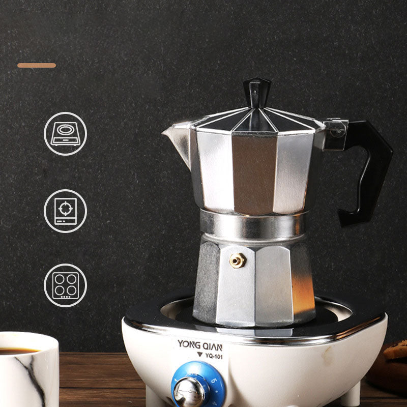 Espressokocher Aluminium Retro herdplattentauglich mit Druckventil