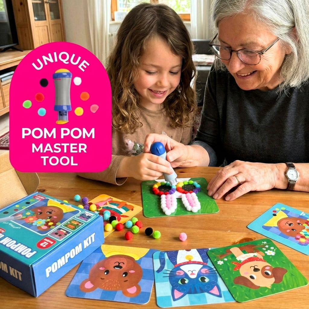 Pompon-Bastelset 600 Stück | Bunte Farbmischung, verschiedene Größen | Fördert Kreativität und Feinmotorik bei Kindern 3