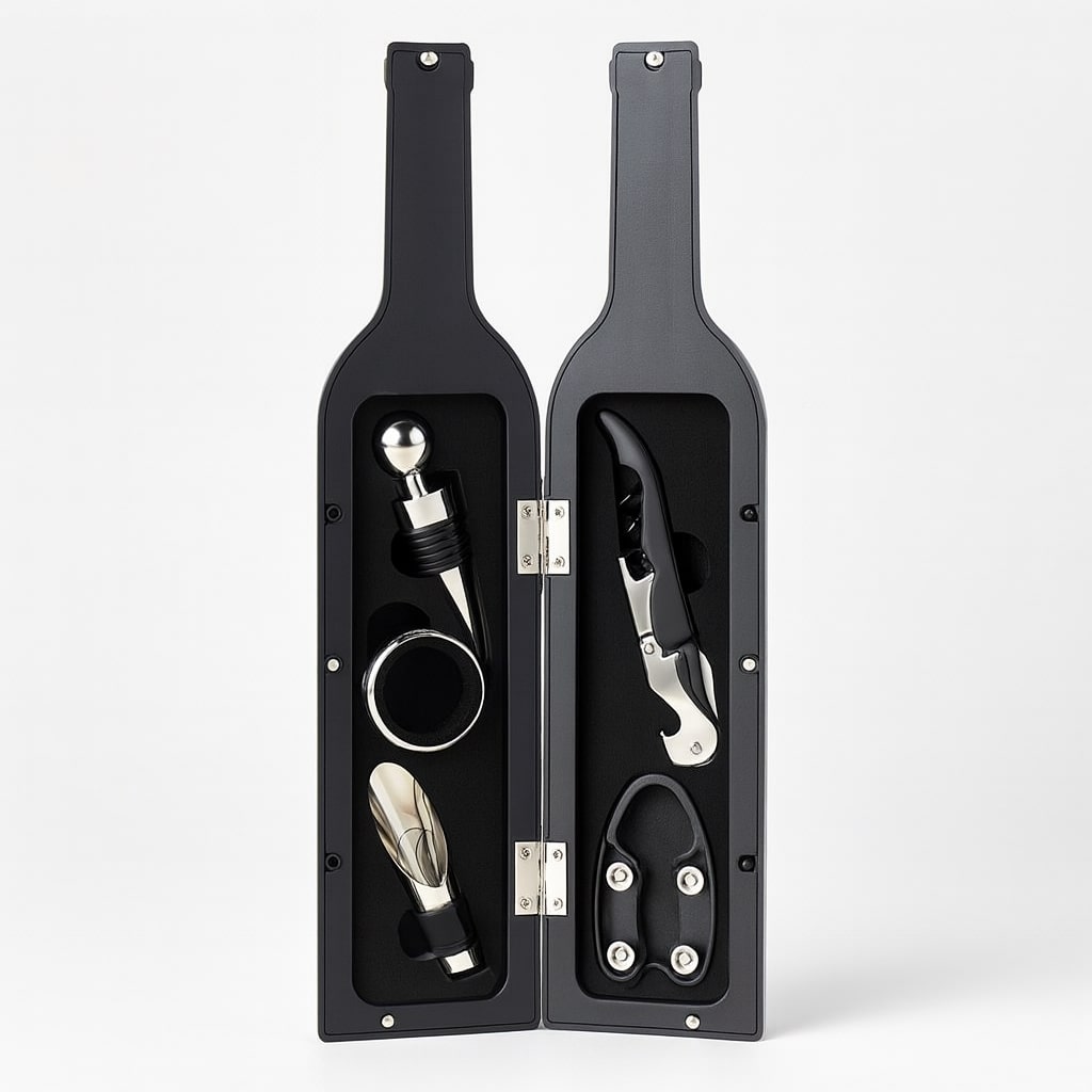 Wein Geschenkset für Damen aus Edelstahl | 5-teilig in Flaschenbox mit Magnetverschluss | Geschenk für Weinliebhaberinnen 1