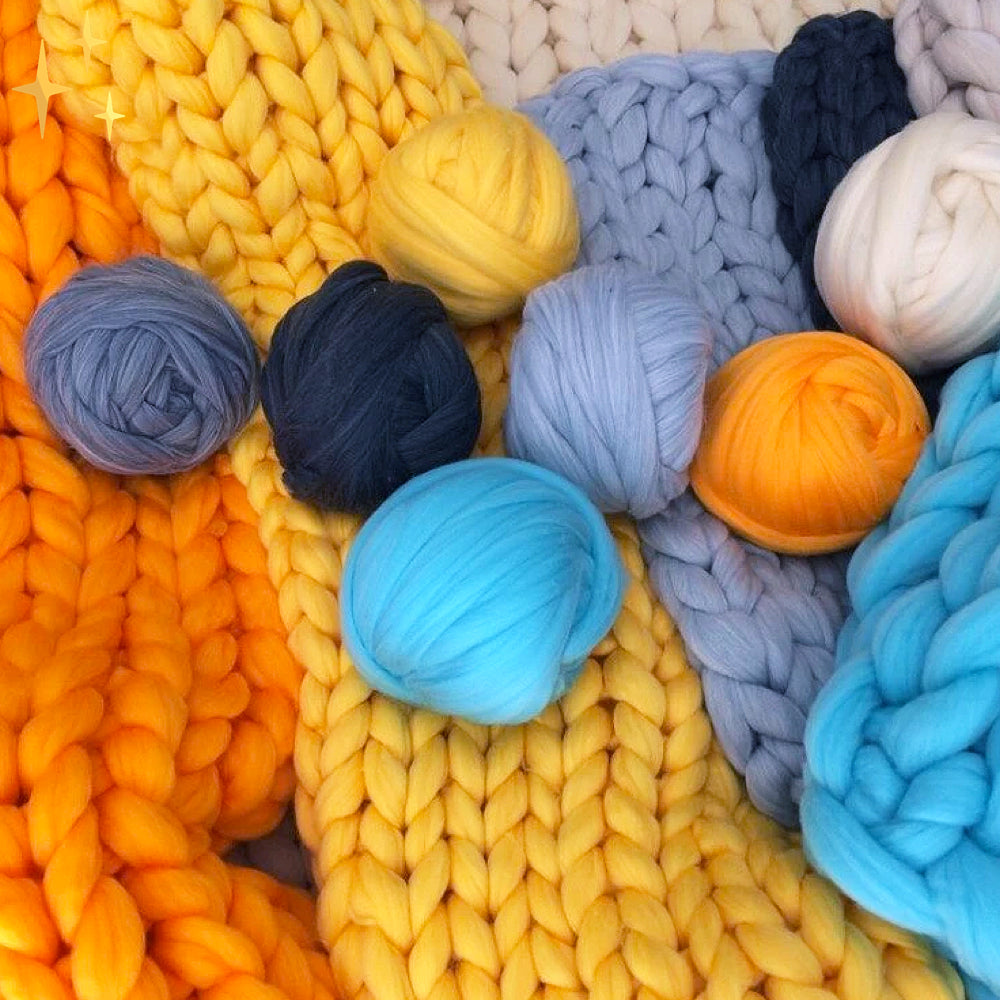 XXL Chunky Strickgarn 1000 g | Extra Dickes Wollgarn für Decken, Kissen & DIY‑Projekte | Weich, Flauschig und Schnell Strickbar 10