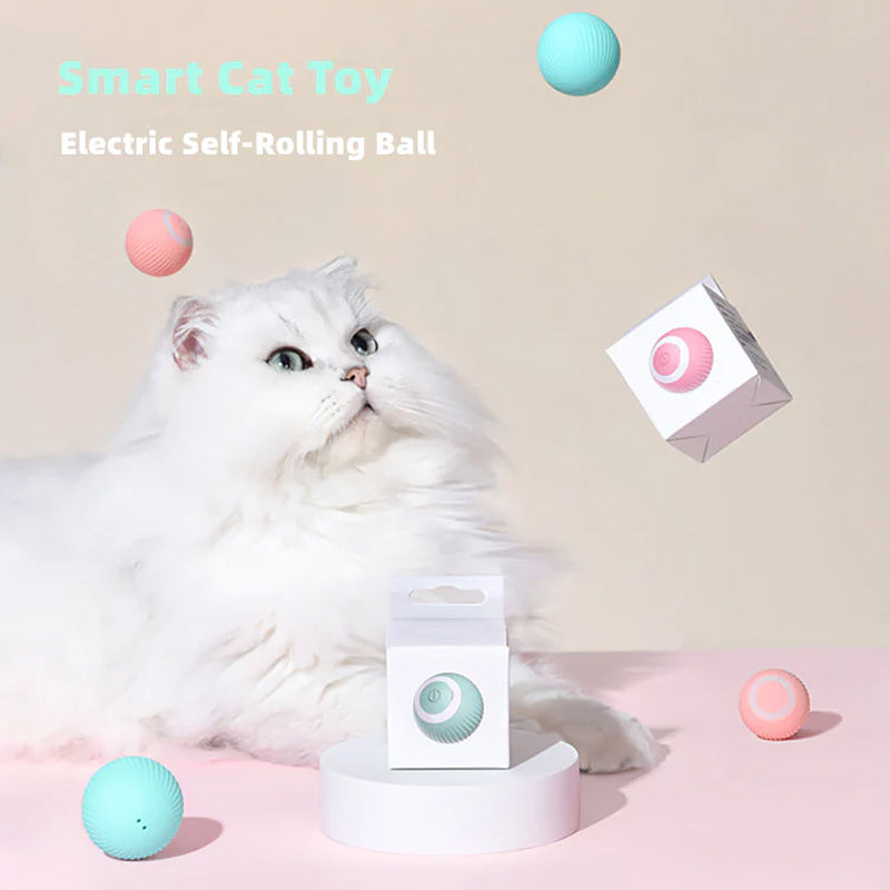 Interaktiver Katzenball mit Hindernisvermeidung | ABS/Silikon, 4,3 cm | Rosa oder Blau, geräuscharmes Rollen im Smart-Modus 1