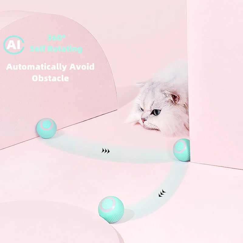 Interaktiver Katzenball mit Hindernisvermeidung | ABS/Silikon, 4,3 cm | Rosa oder Blau, geräuscharmes Rollen im Smart-Modus 2