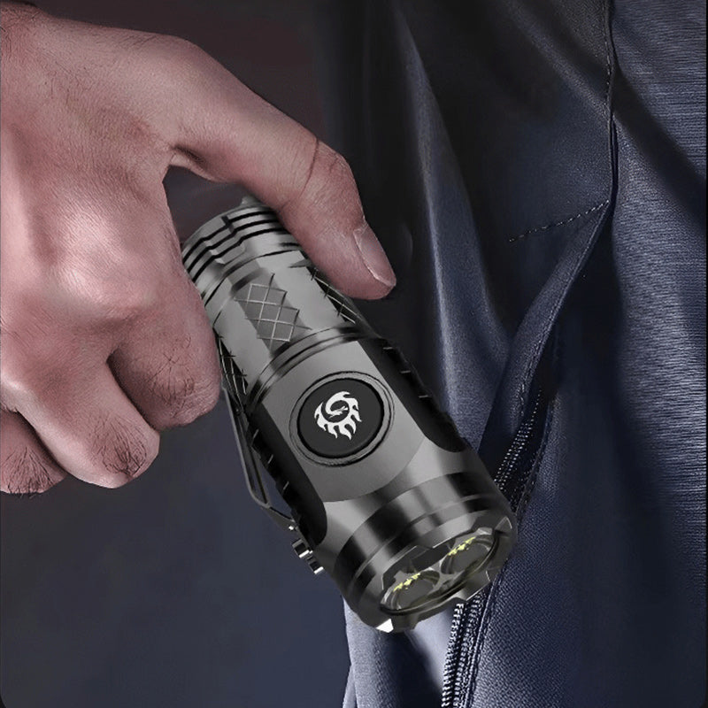 Mini-Taschenlampe LED, 20 W | 5 Modi, Froschauge-Linse, stoßfest | 18350 Lithium-Akku, USB-C Schnellladung, wasserdicht 1