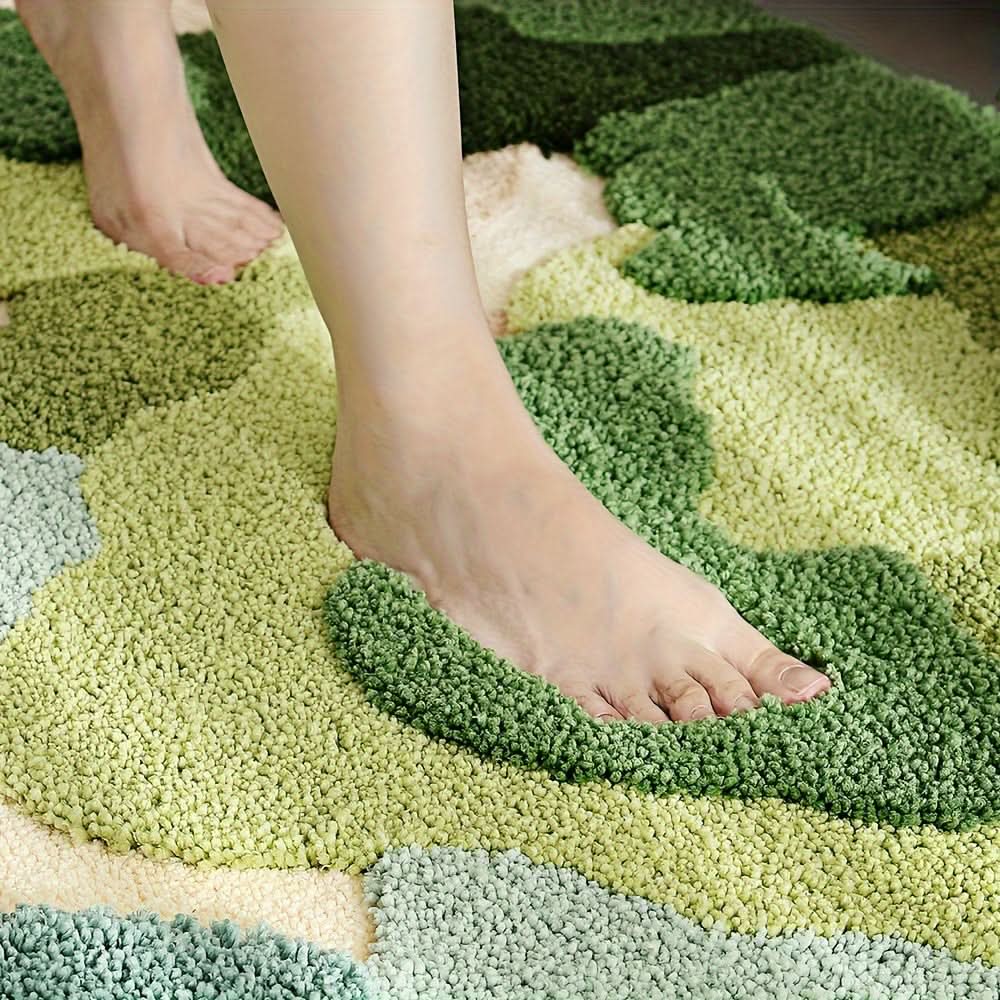 Saugstarke Badematte Mikrofaser mit Blumenmuster | Rutschfeste Unterseite für sicheren Halt | Maschinenwaschbar & Trocknergeeignet 4