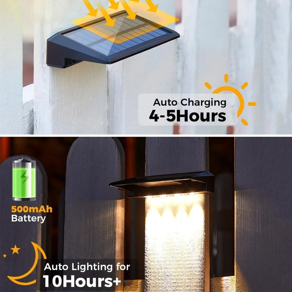 Solarzaunleuchten (2er-Set) | 150 Lumen, fokussierte Linse, 4 LEDs, 2 Helligkeitsstufen | Wasserdicht, automatisches Ein-/Aus 3