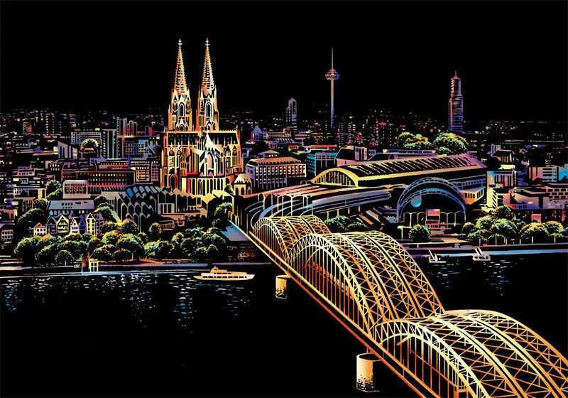 5D Kratzkunstplatte für Erwachsene und Kinder | Kratzbild-Set mit Motiv, 40,5 x 28,5 cm | Inklusive Holzkratzstift, startklar 9