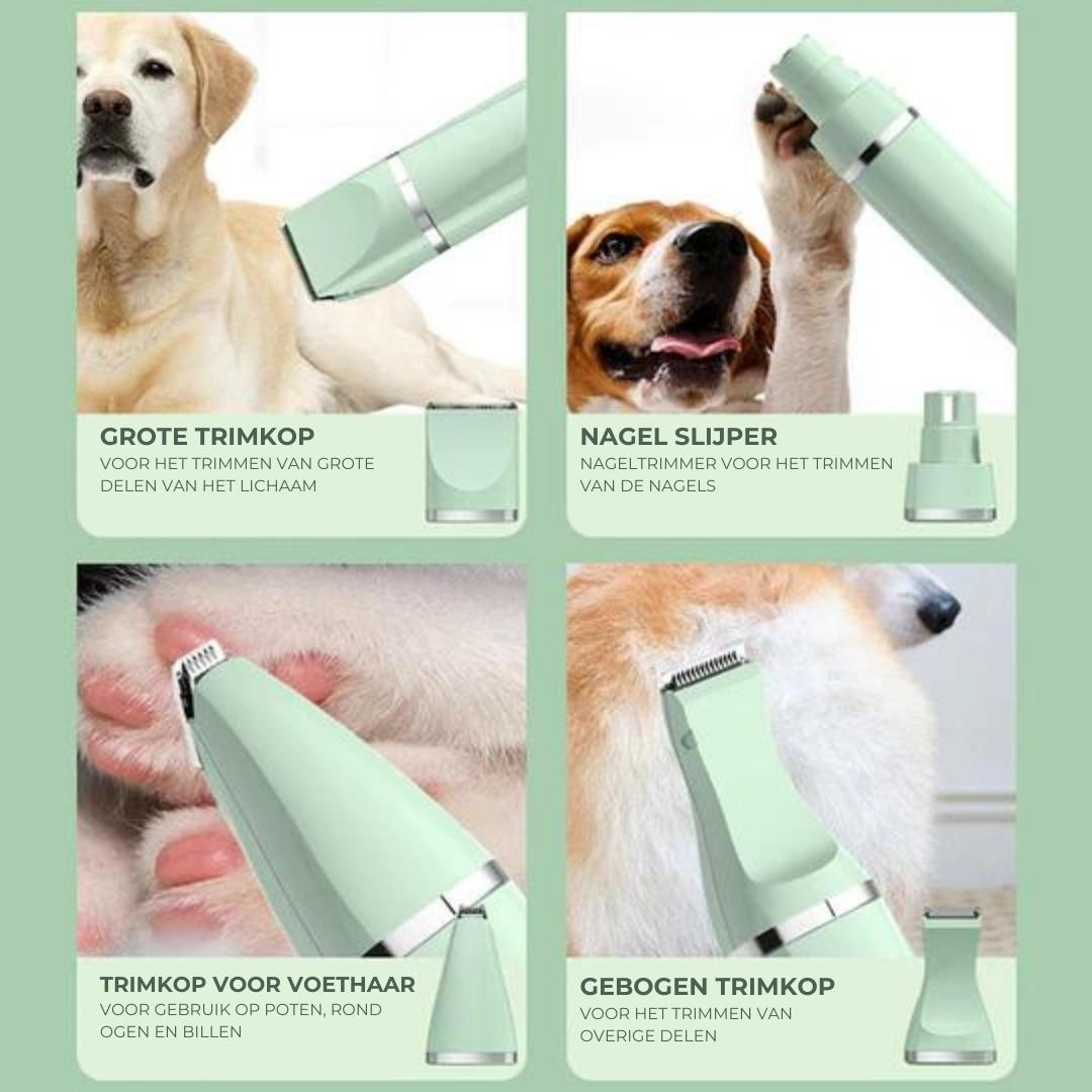 4-in-1 Haustier-Trimmer aus ABS und Edelstahl | Trimmköpfe und Nagelschleifer | Leiser Akkubetrieb für Hunde und Katzen 10