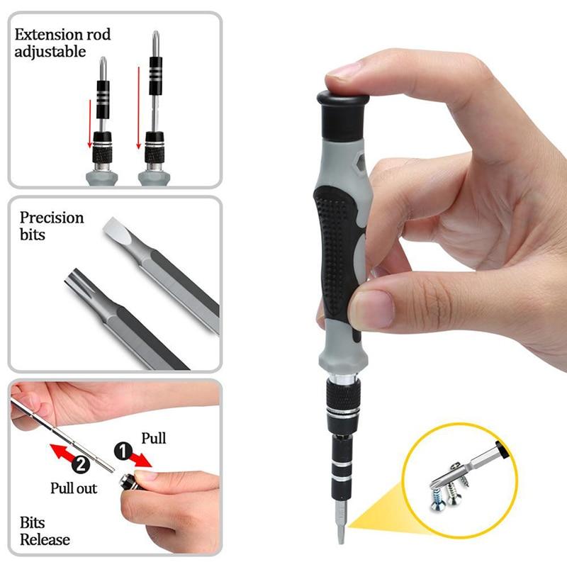 Schraubendreher Set 115-teilig | Chrom-Vanadium-Stahl, Flexwelle & Pinzette | Für Elektronik & Brillen-Reparatur 4