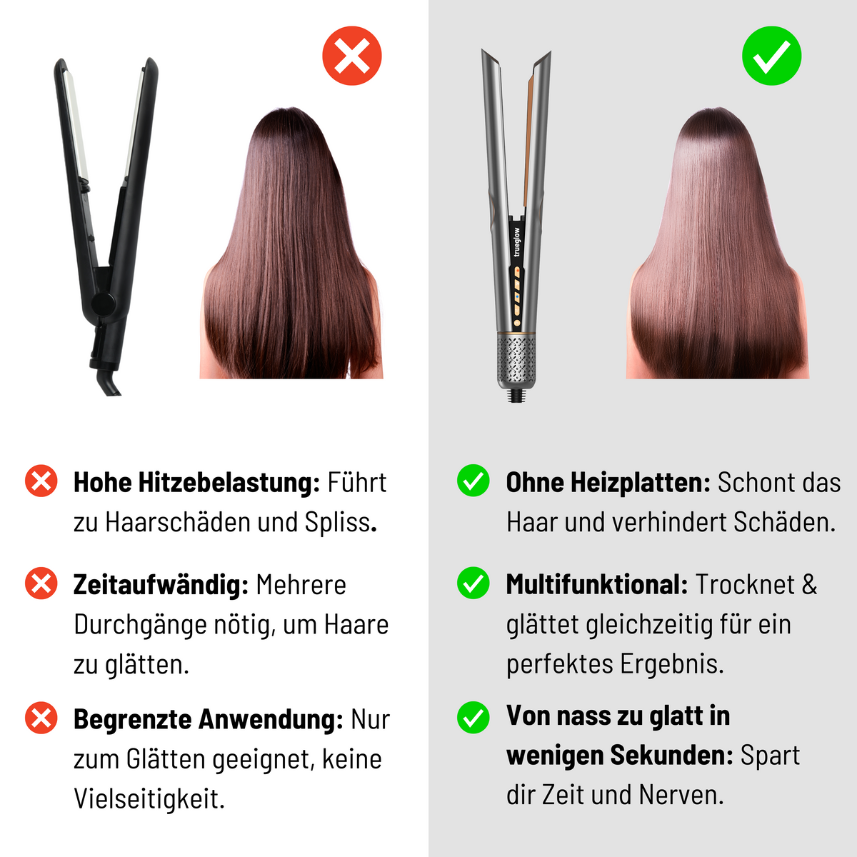 Haarglätter | Elektrisches Styling-Gerät mit Griff und Ein/Aus-Schalter | Für glattes Haar im Alltag zuhause und unterwegs 5