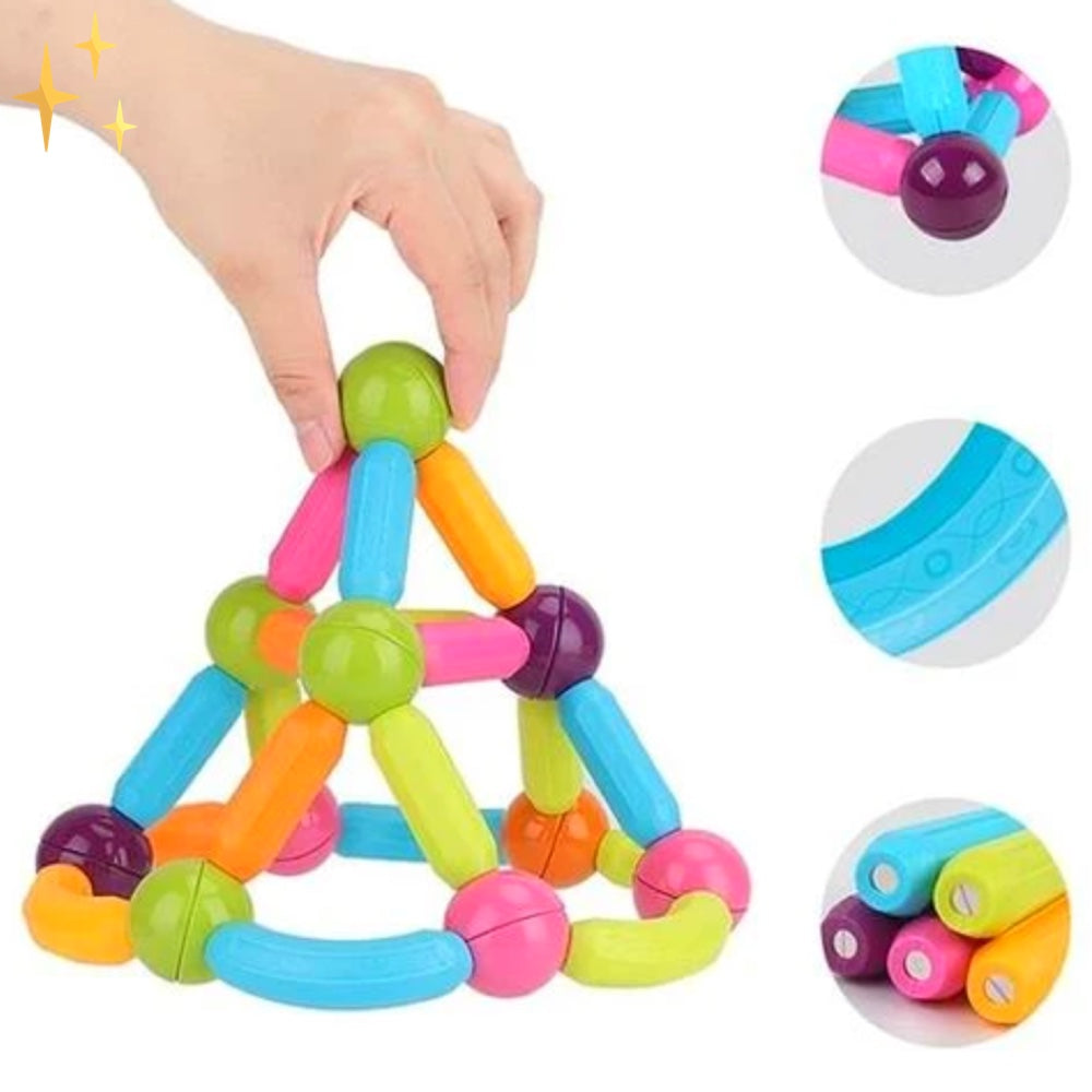 Magnetische Bausteine Set 64-teilig | Starke Magnete für stabile Konstruktionen | Fördert Kreativität und Feinmotorik