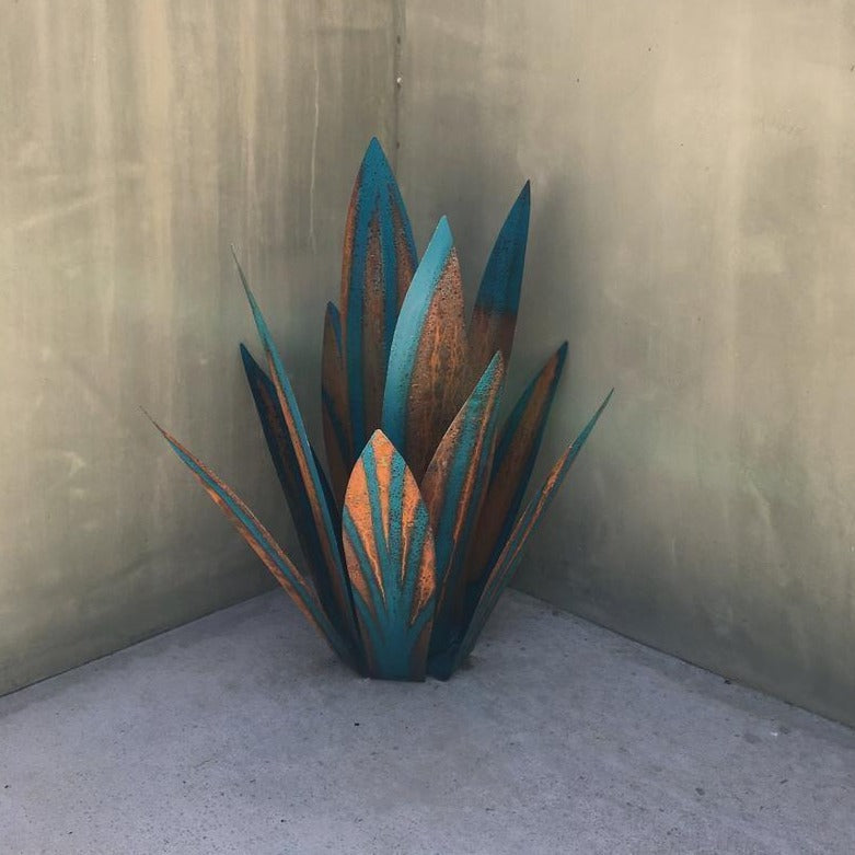 Agave Skulptur aus Metall | 27, 35 oder 55 cm, handbemalt | Rostfrei und wetterfest für Garten, Terrasse und Wohnraum 4