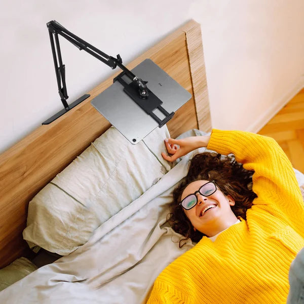 Verstellbare Handy- und Tablethalterung Aluminium | 360° drehbar, Mehrpunktarm | Freihändig für Bett, Sofa, Schreibtisch 5