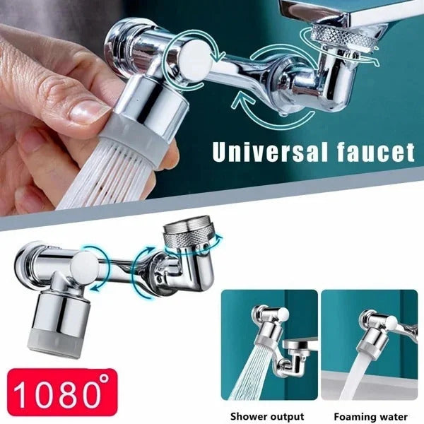 Wasserhahnaufsatz aus Messing | 1080 Grad drehbar, 4-fach Filter, Antitropf-Dichtung | Ideal für Küche und Bad