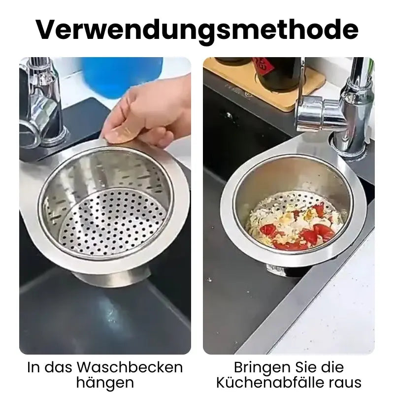 1+1 Gratis | DuckMouth™ – Edelstahl-Eckabflussgitter & Küchenorganisationskorb