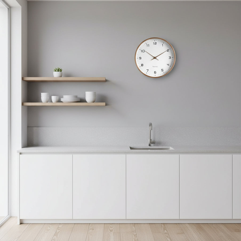 Wanduhr aus Holz und PVC | Skandinavisches Design mit leisem Quarzuhrwerk | Zeitlose Deko für Wohnzimmer, Büro und Schlafzimmer 4
